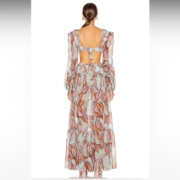 Patbo Printed Long Sleeve Cutout Dress - Peace Lily - Picture 2 of 11